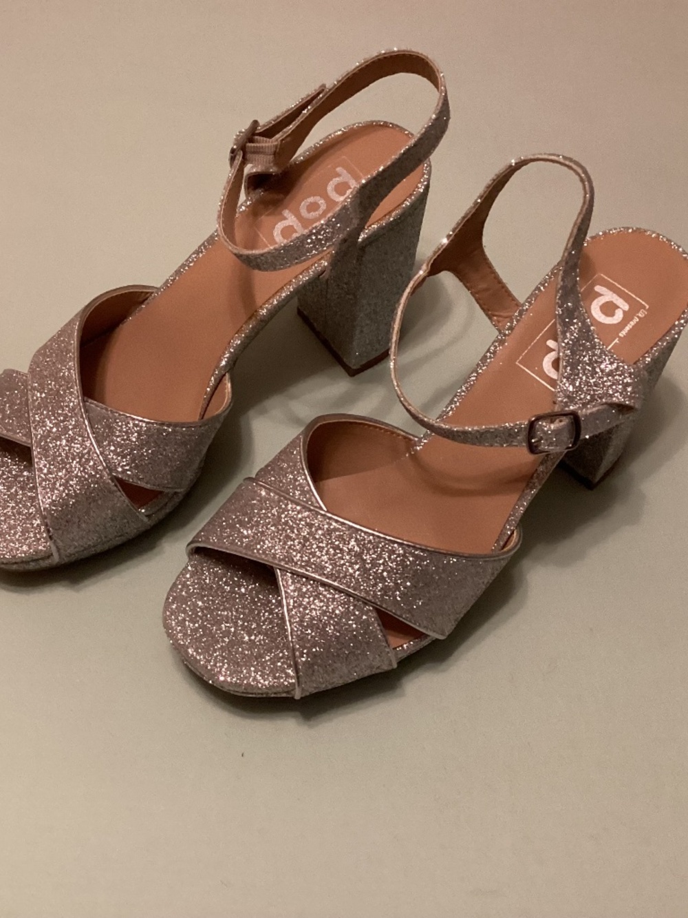 POP silver glittery heels NEW